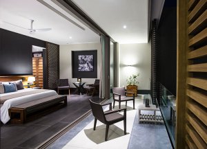 luxus schlafzimmer mit ausblick im nizuc resort in cancun mexiko