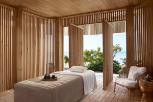 Neyah Spa – Cabana Treatment Room: privater Behandlungsraum mit Gartenblick, Naturtöne | Saudi‑Arabien, Nujuma