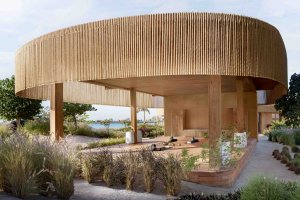 Neyah Spa – Yoga Pavilion: offener Pavillon aus Holz, Blick ins Grüne, meditative Stimmung | Saudi‑Arabien, Nujuma