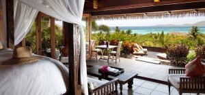 traumhafter meerblick vom schlafzimmer auf der richard bransons necker island in der karibik british virgin islands 