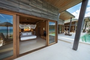 luxuriöse Ausstattung einer Ocean Front 2 Bedroom Pool Villa des Six Senses Resort Con Dao, Vietnam