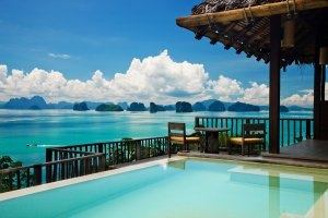 traum ausblick auf das meer von einer privaten villa im six senses yao noi bei phuket thailand