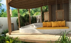 fantastisches badezimmer der privaten residenzen auf den malediven im soneva fushi resort 