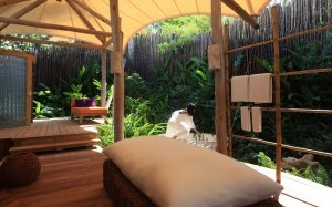 privates badezimmer im garten im soneva kiri resort auf koh kood thailand
