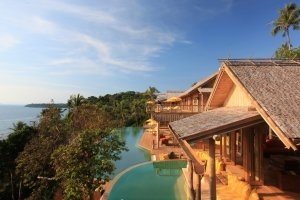 abenstimmung mit meerblick von einer villa im soneva kiri resort auf koh kood thailand
