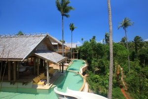 aussenansicht auf die luxuriöse privat villa im soneva kiri resort auf koh kood thailand