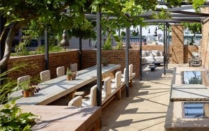 grosses terrasse mit ausblick im greenwich luxus hotel in tribeca manhattan new york city usa