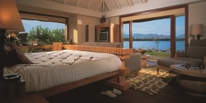 traumhafter meerblick vom schlafzimmer der villa im the oberoi luxus resort auf mauritius