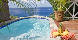 traumhafter privater pool im ti kaye luxus resort in st. lucia karibik