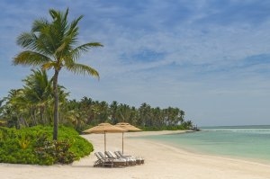 heller und feiner Strand auf einer Luxusreisen Dominikanisch Republik Tortuga Bay Puntacana Resort & Club Hotel Punta Cana Karibik