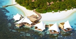 Ansicht aus der Luft des Spa AWAY im w maldives resort im ari atoll malediven im indischen ozean 