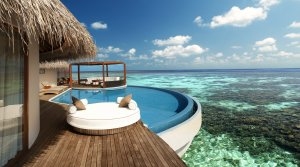 Außenbereich mit privatem Pool der Kategorie Extreme Wow Ocean Haven Private Pool im w maldives resort im ari atoll malediven im indischen ozean 